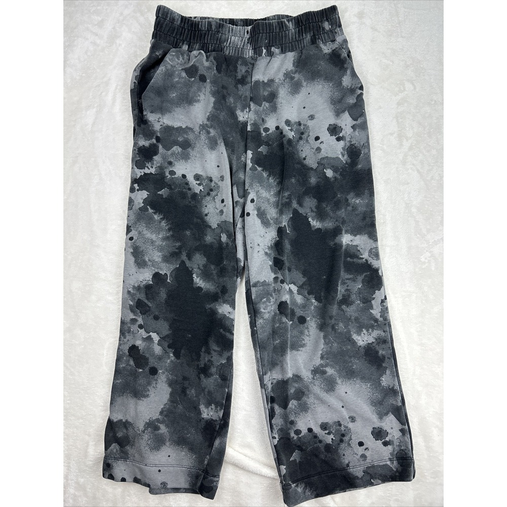 SHAMBHALA grey black tie dye wide leg sweat pants size large comfy casual